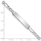 14K White Gold Polished Semi-Solid Chain/Solid Plate Figaro Link 33.5x6.5mm Plate 7 inch ID Bracelet DCID108W