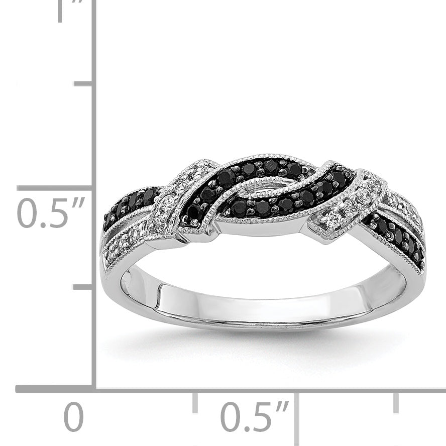 14k White Gold with Black Rhodium 1/4 carat White and Blue Diamond Swirl Ring RM5680