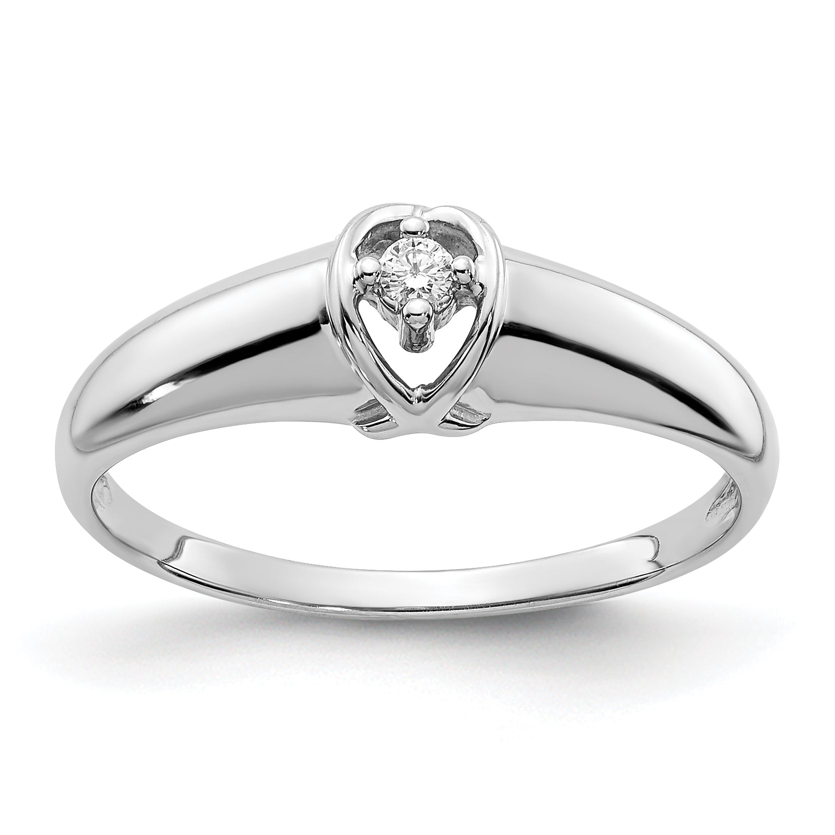 14k White Gold Polished AAA Diamond Ring Y1686AAA
