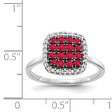 14k White Gold and Black Rhodium 1/6 carat Diamond and Ruby Square Cluster Ring RM5746