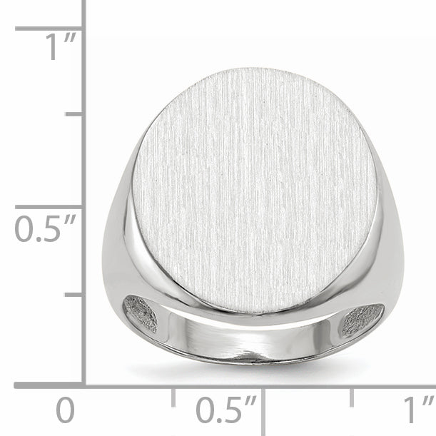 14k White Gold 17.0x20.5mm Closed Back Mens Signet Ring RS552