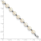 14k White Gold 6-7mm White Semi-round Freshwater Cultured Pearl Bracelet XF155