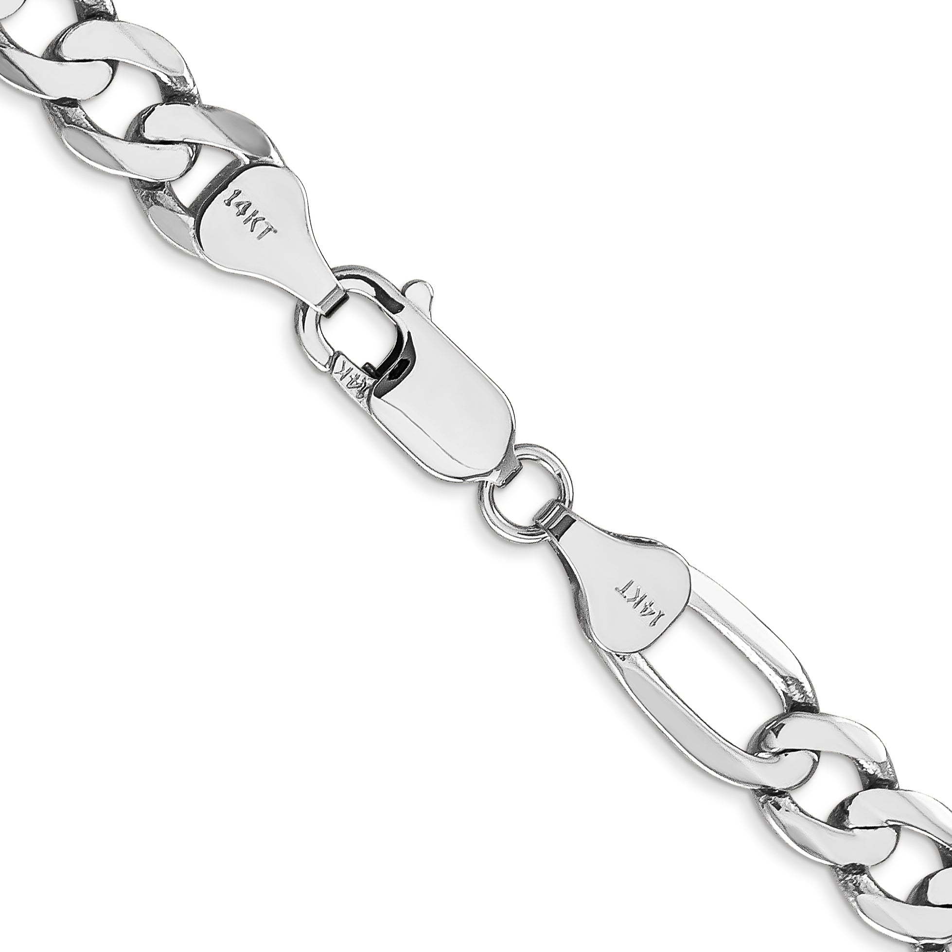 14K White Gold 20 inch 7mm Flat Figaro with Lobster Clasp Chain WFIG180