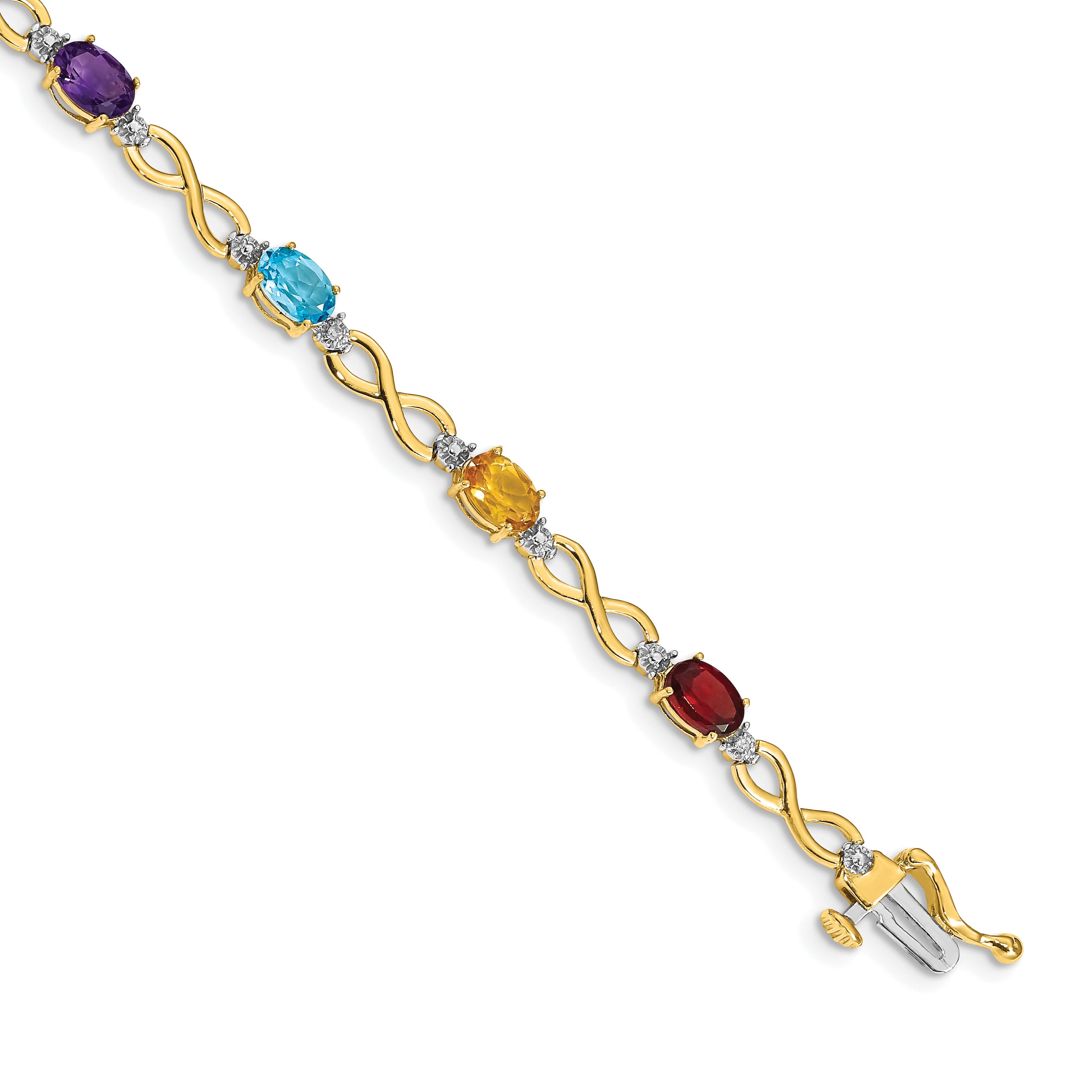 14k Complete Oval Amethyst and Diamond Infinity Link 7 inch Bracelet BM4494