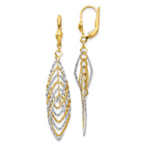 14K Two-tone Polished Diamond-cut Dangle Leverback Earrings TH888