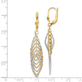 14K Two-tone Polished Diamond-cut Dangle Leverback Earrings TH888