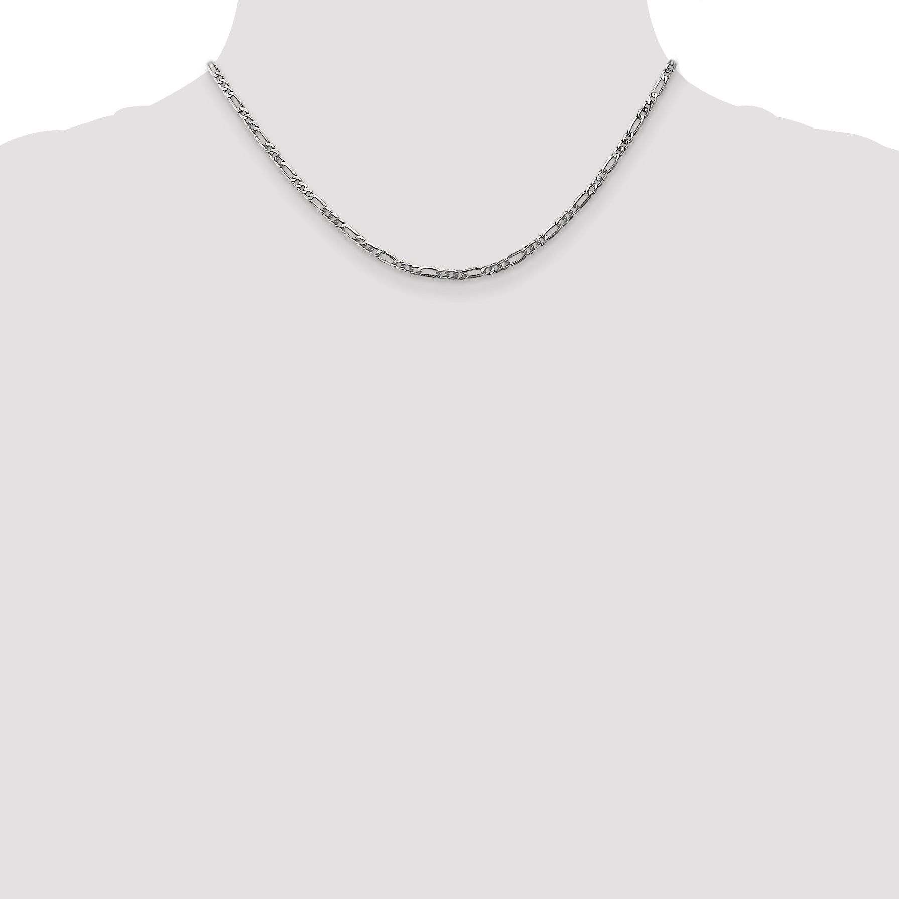 14K White Gold 10 inch 2.75mm Flat Figaro with Lobster Clasp Anklet WFIG070