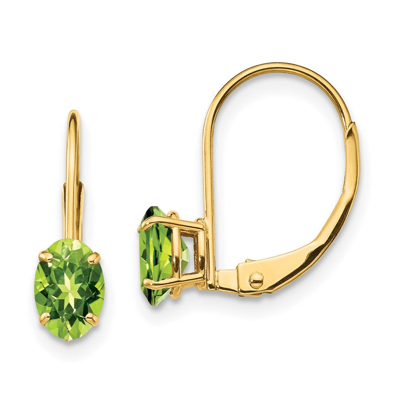 14k 6x4mm Oval Peridot Leverback Earrings XLB114PE