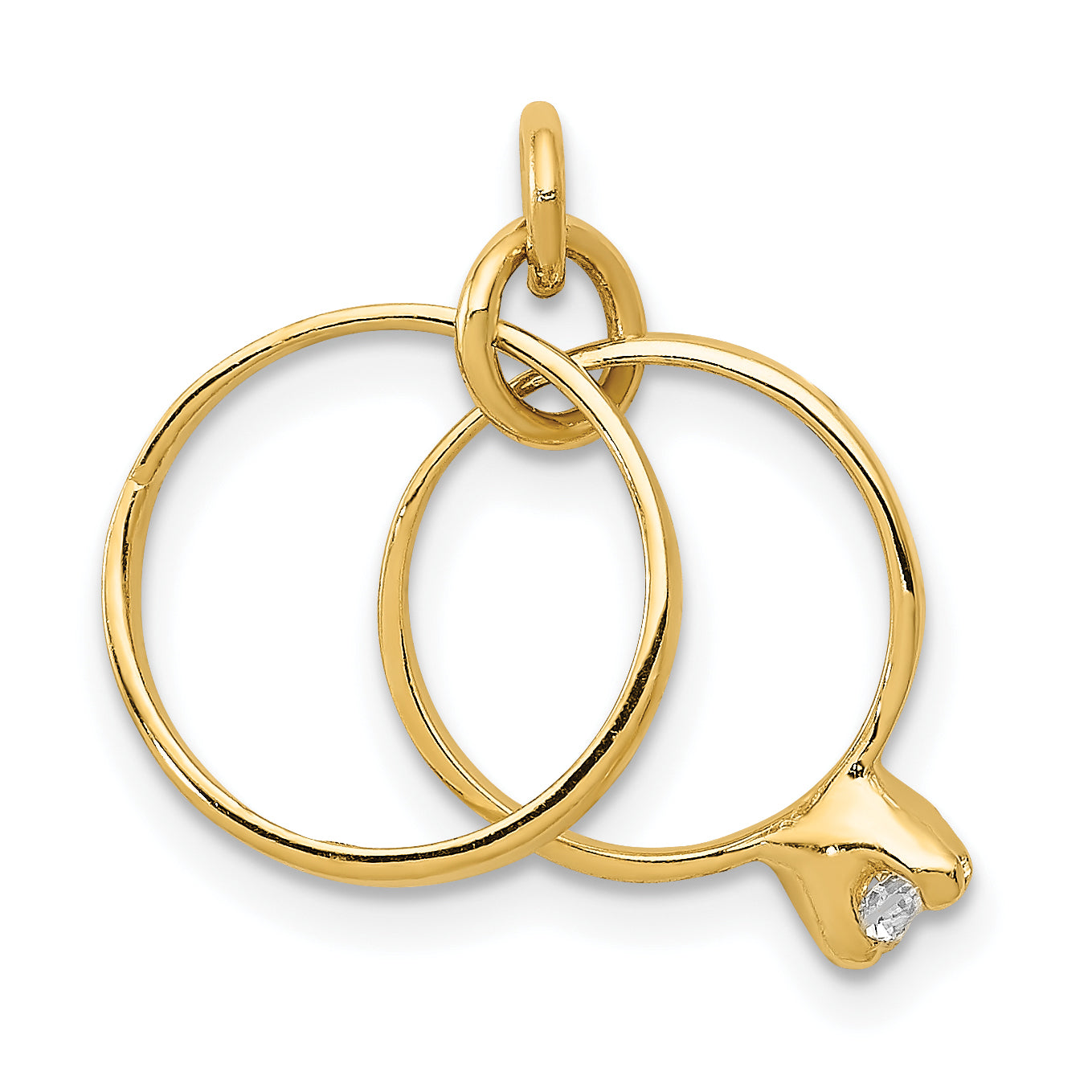 14k 3-D Wedding Rings CZ Charm A1033