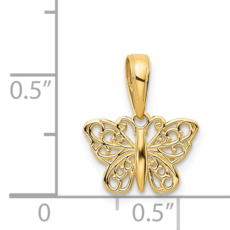 14k Polished Filigree Butterfly Charm K4839