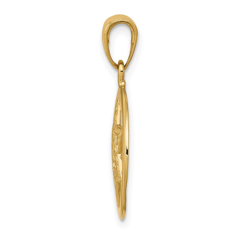 14K Jewish Chai In Star Of David Round Pendant C3986