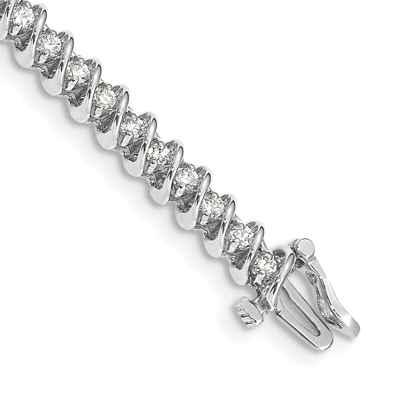14k White Gold Complete 1.95 carat Round A Diamond Fancy Spiral 7 inch Tennis Bracelet X2002WA