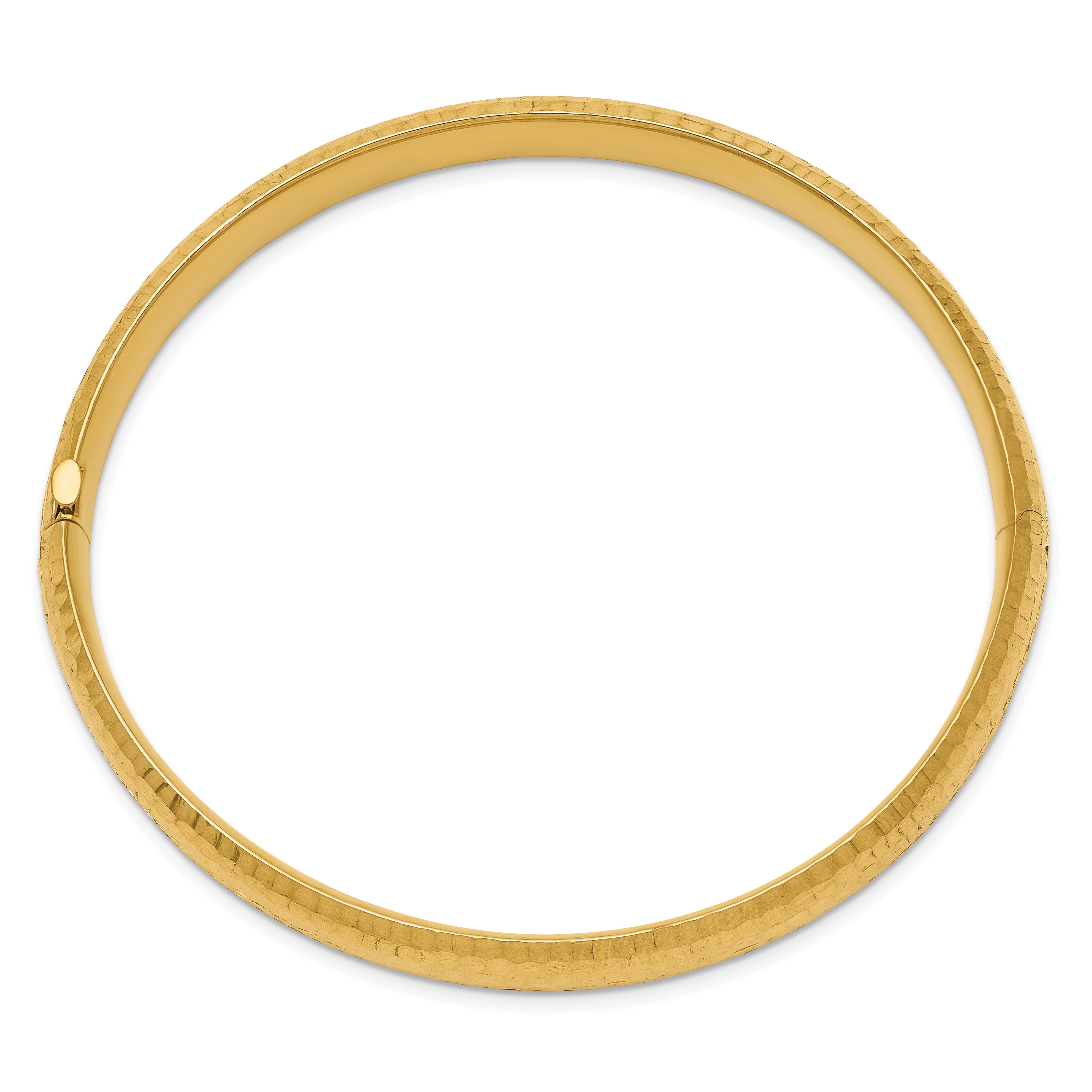 14k 5/16 Polished Fancy Hammered 8.75mm Hinged Oval Bangle Bracelet DB108