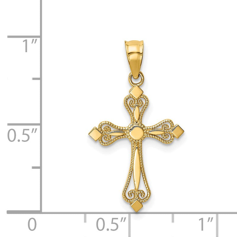 14k Mini Budded Cross Pendant K5025
