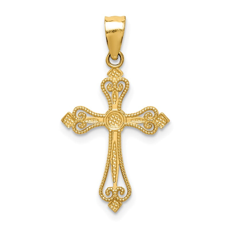 14k Mini Budded Cross Pendant K5025