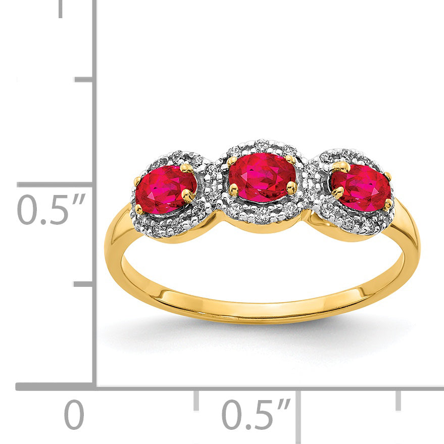 14k Composite Ruby and Diamond 3-Stone Ring RM5744