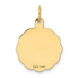 14k Solid Star of David Round Disc with Scalloped Edge Charm XR416