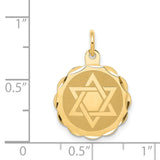 14k Solid Star of David Round Disc with Scalloped Edge Charm XR416