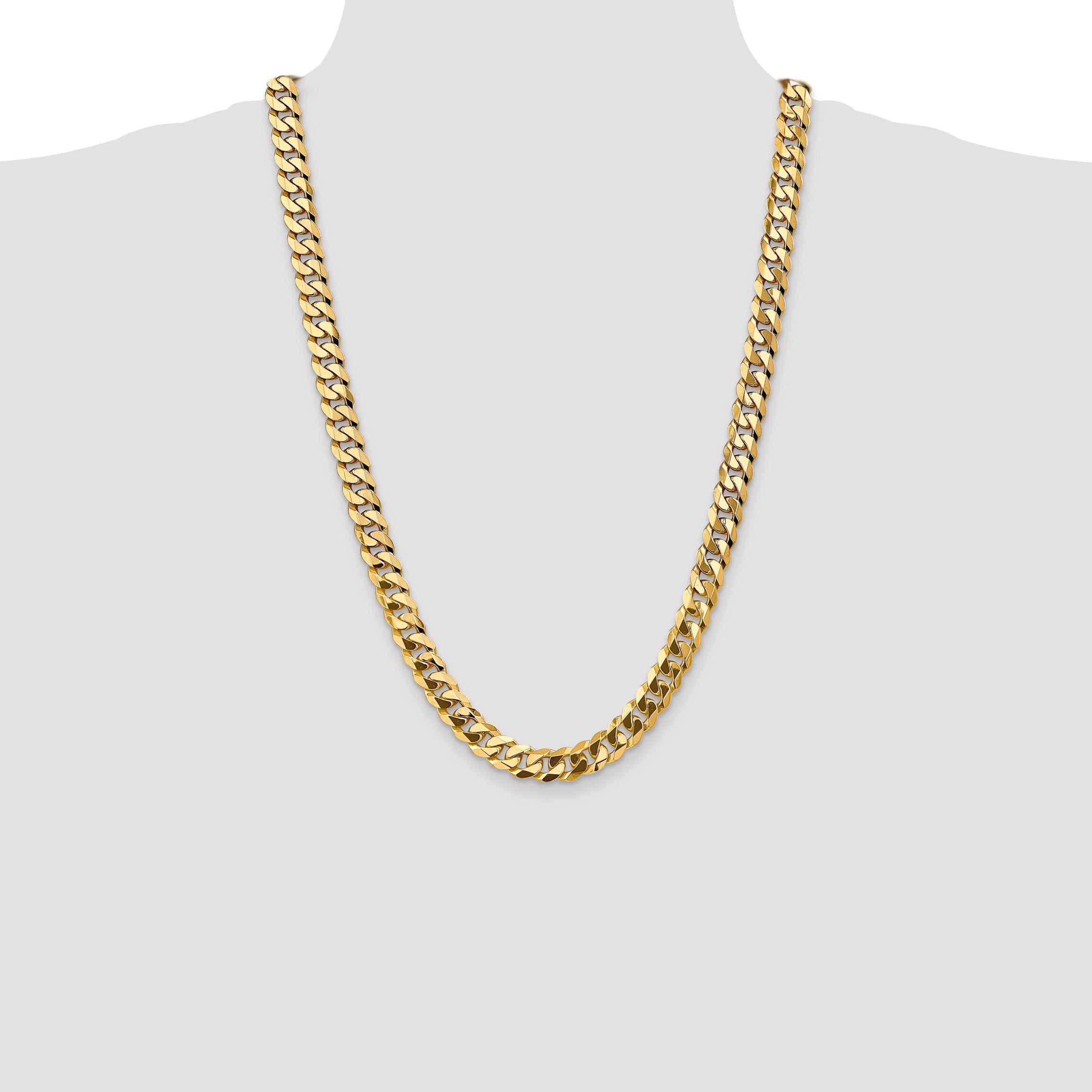 14K 26 inch 9.5mm Flat Beveled Curb with Lobster Clasp Chain FBU250