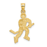 14K Satin Diamond-cut Hockey Player Pendant K5440