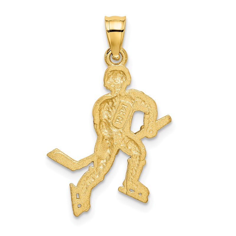 14K Satin Diamond-cut Hockey Player Pendant K5440