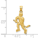 14K Satin Diamond-cut Hockey Player Pendant K5440