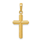 14K Polished Cross With Striped Border Pendant K5447
