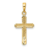 14K Polished Cross With Striped Border Pendant K5447