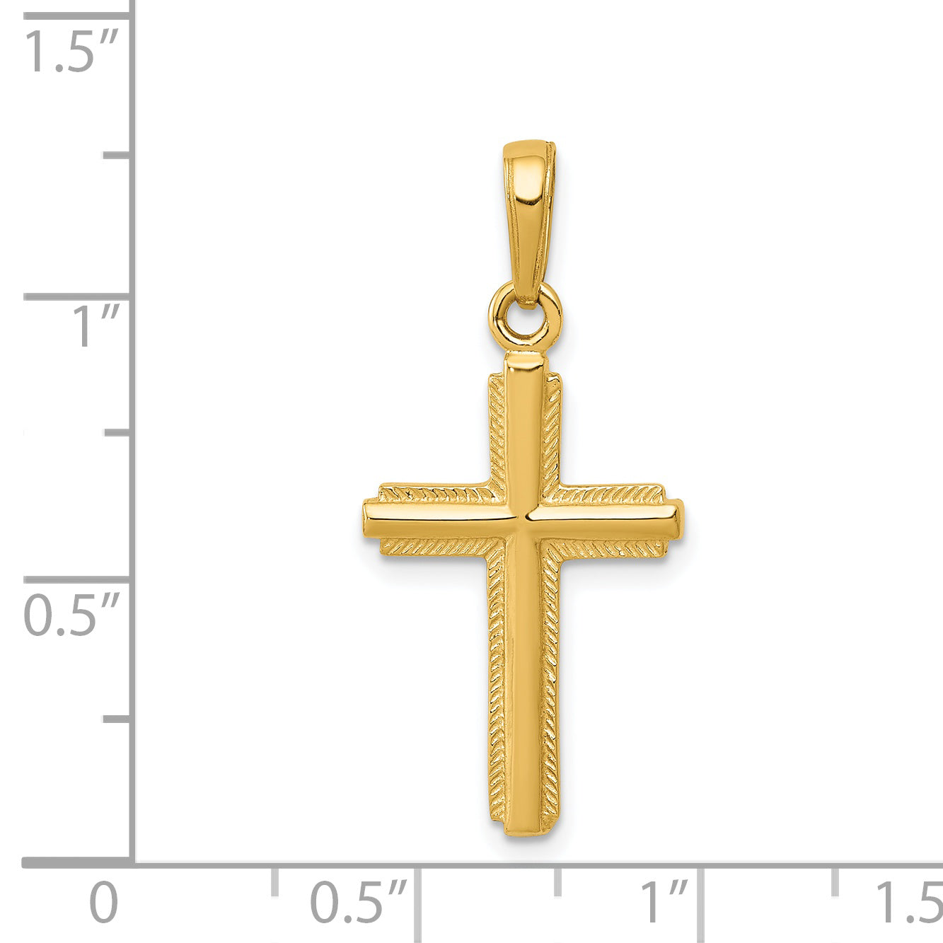 14K Polished Cross With Striped Border Pendant K5447