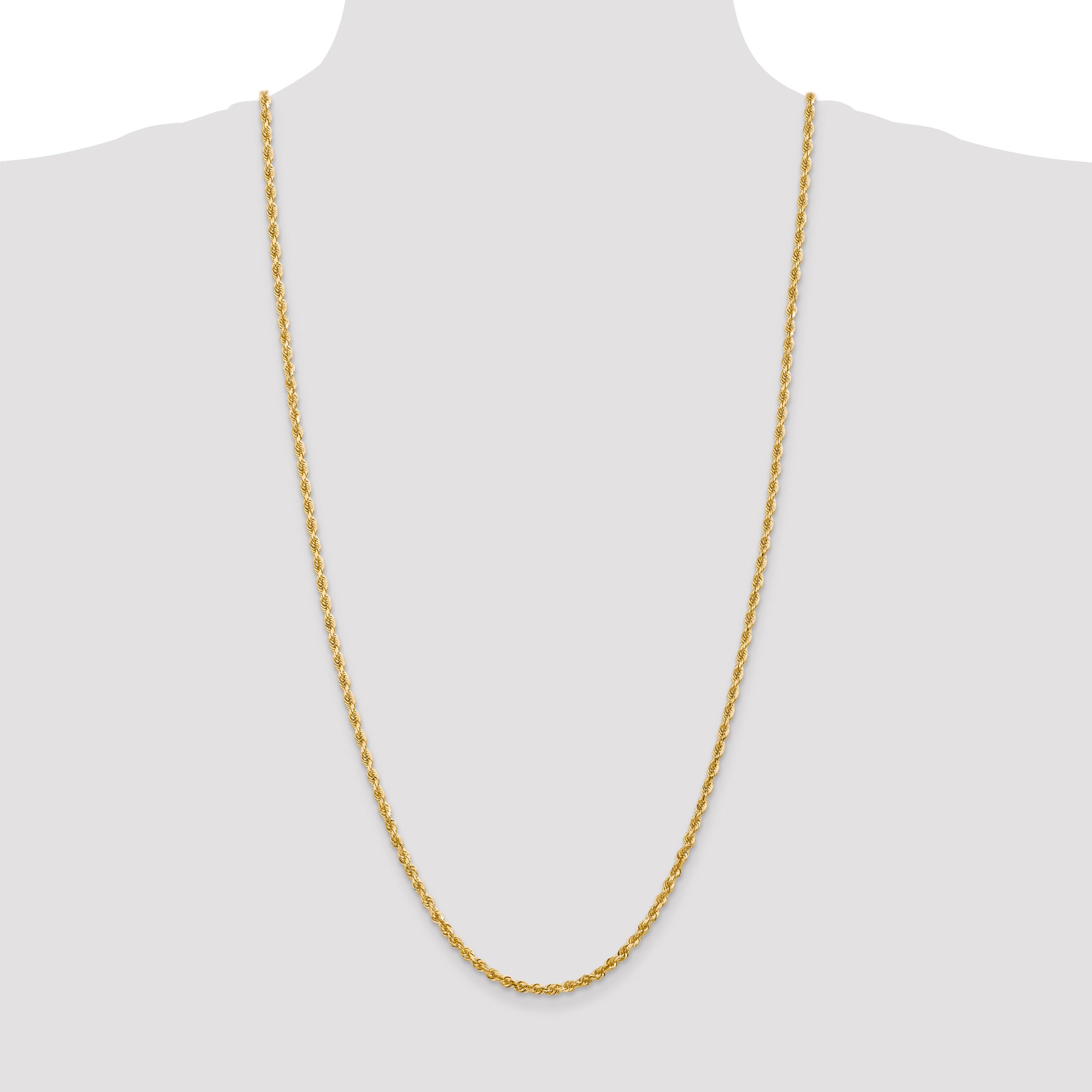 14K 26 Inch 3.35mm Diamond-cut Quadruple Rope Lobster Clasp Chain QTR025