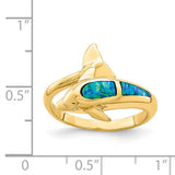 14K Lab Created Opal Dolphin Ring R656