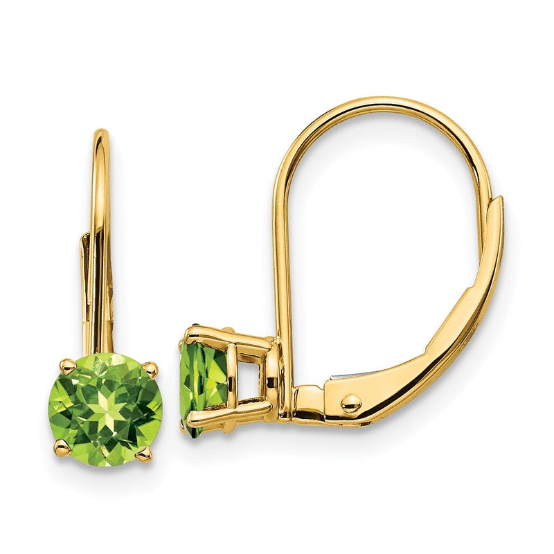 14k 5mm Round Peridot Leverback Earrings XLB111PE