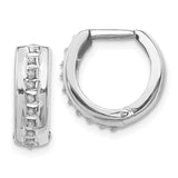 14k White Gold Diamond Fascination Diamond Dust/Accent 5x14mm Round Hinged Hoop Earrings DF140