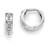 14k White Gold Diamond Fascination Diamond Dust/Accent 5x14mm Round Hinged Hoop Earrings DF140