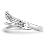 14k White Gold Polished Curved 4-Bar Ring R608