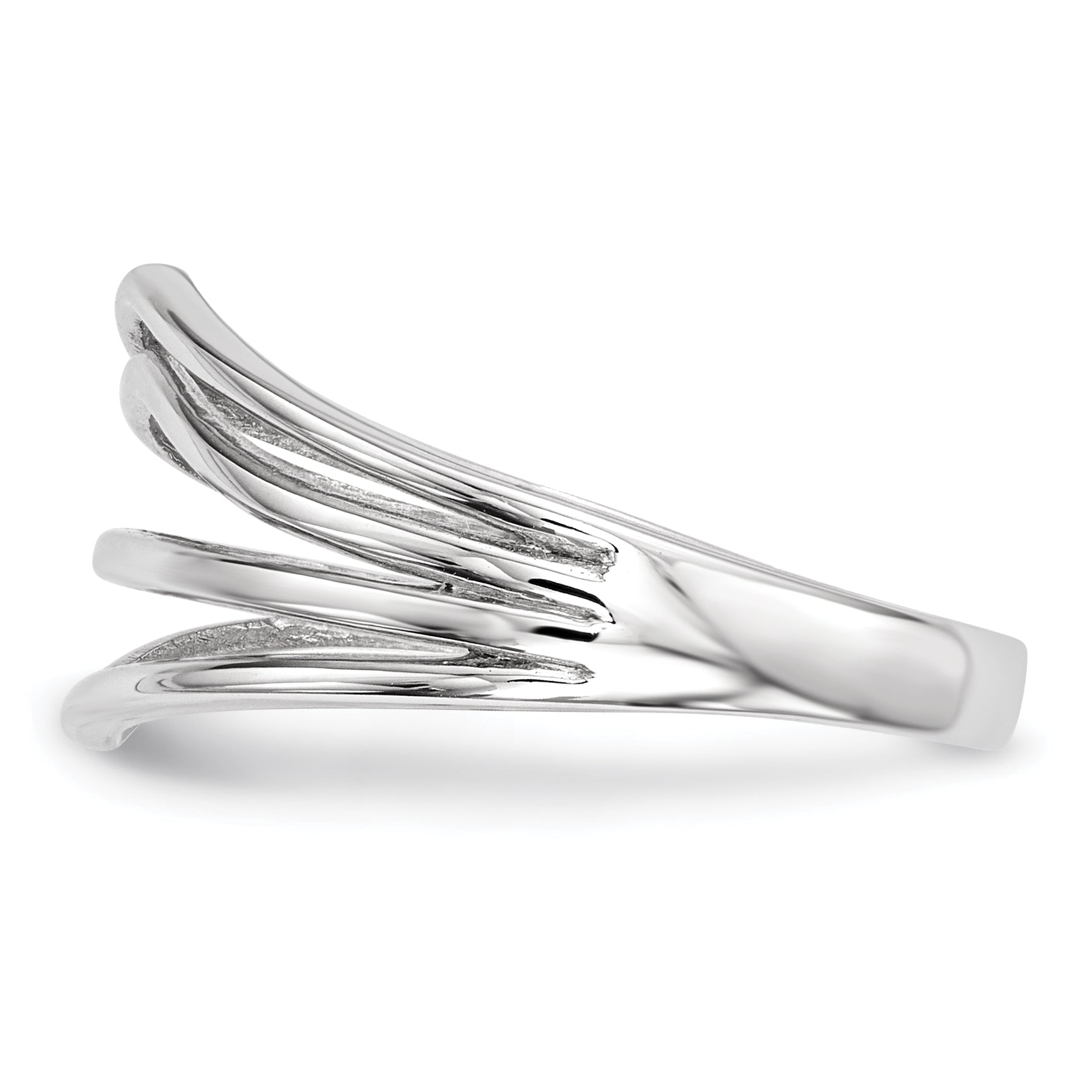 14k White Gold Polished Curved 4-Bar Ring R608
