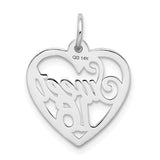 14k White Gold SWEET 16 in Heart Charm WCH26