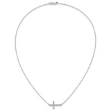 14k White Gold 1/6 carat Diamond Sideways Cross 18 inch Necklace PM4695
