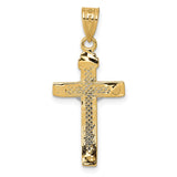 14K Two-tone Diamond-cut Lattice Cross with Crucifix Pendant C4349