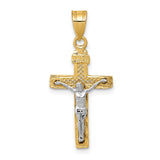 14K Two-tone Diamond-cut Lattice Cross with Crucifix Pendant C4349