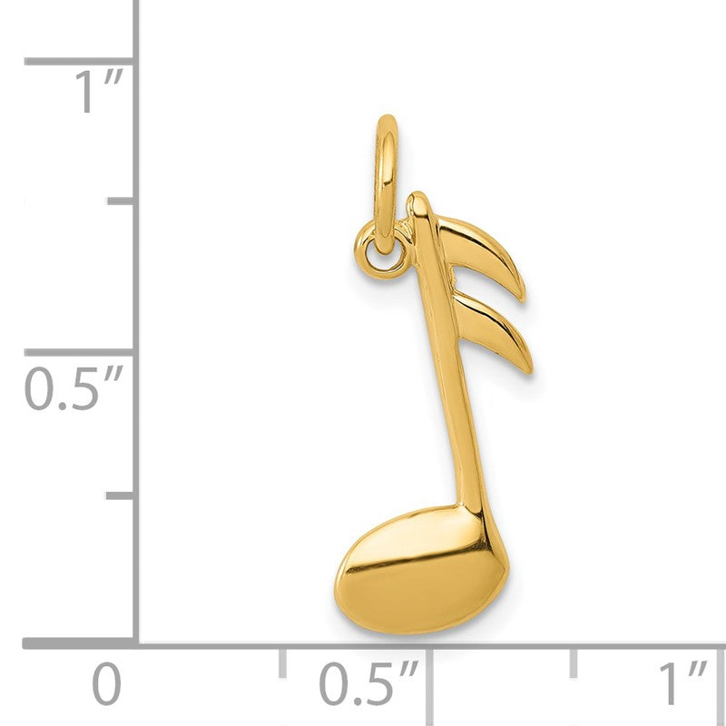 14k Polished Flat-Backed Musical Note Charm K949