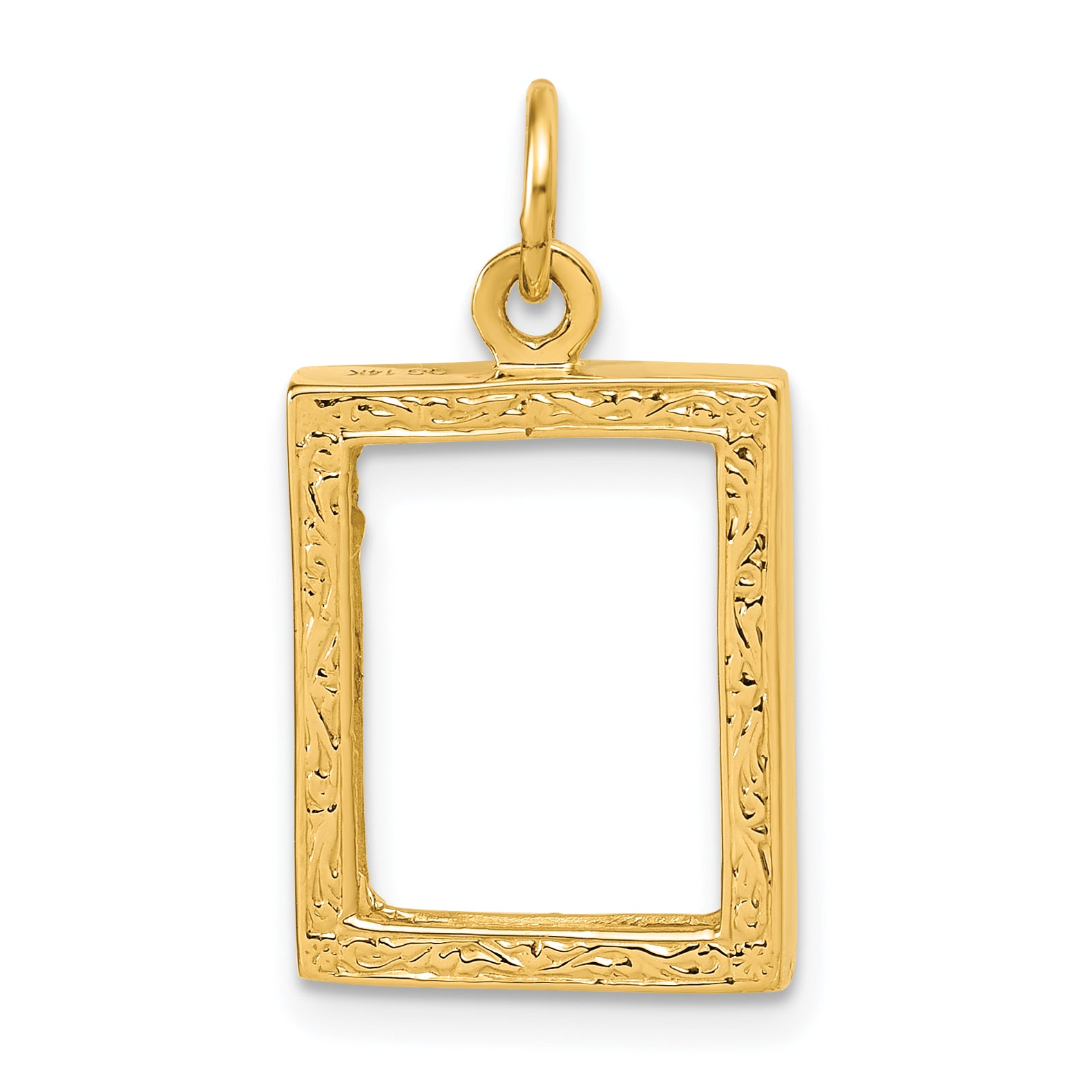14k Fancy Border 17x13mm Picture Frame Pendant A0194