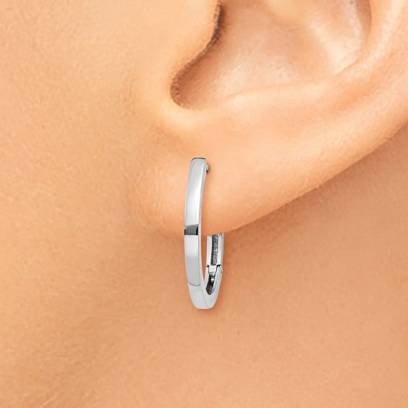14K White Gold Hinged Hoop Earrings TM621