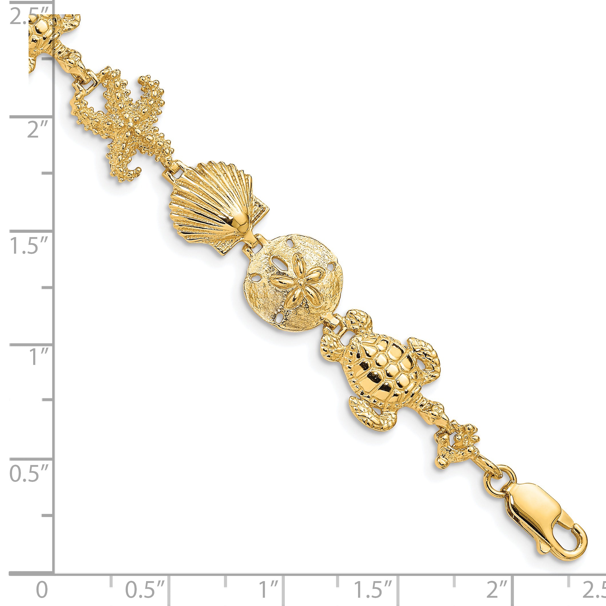 14k Polished Sea Life Theme 7.25 inch Bracelet FB1111