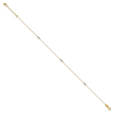 14k Two-tone Mirror Beads 3-Station 9 inch Plus 1 inch Extender - Total 10 inch Anklet ANK185