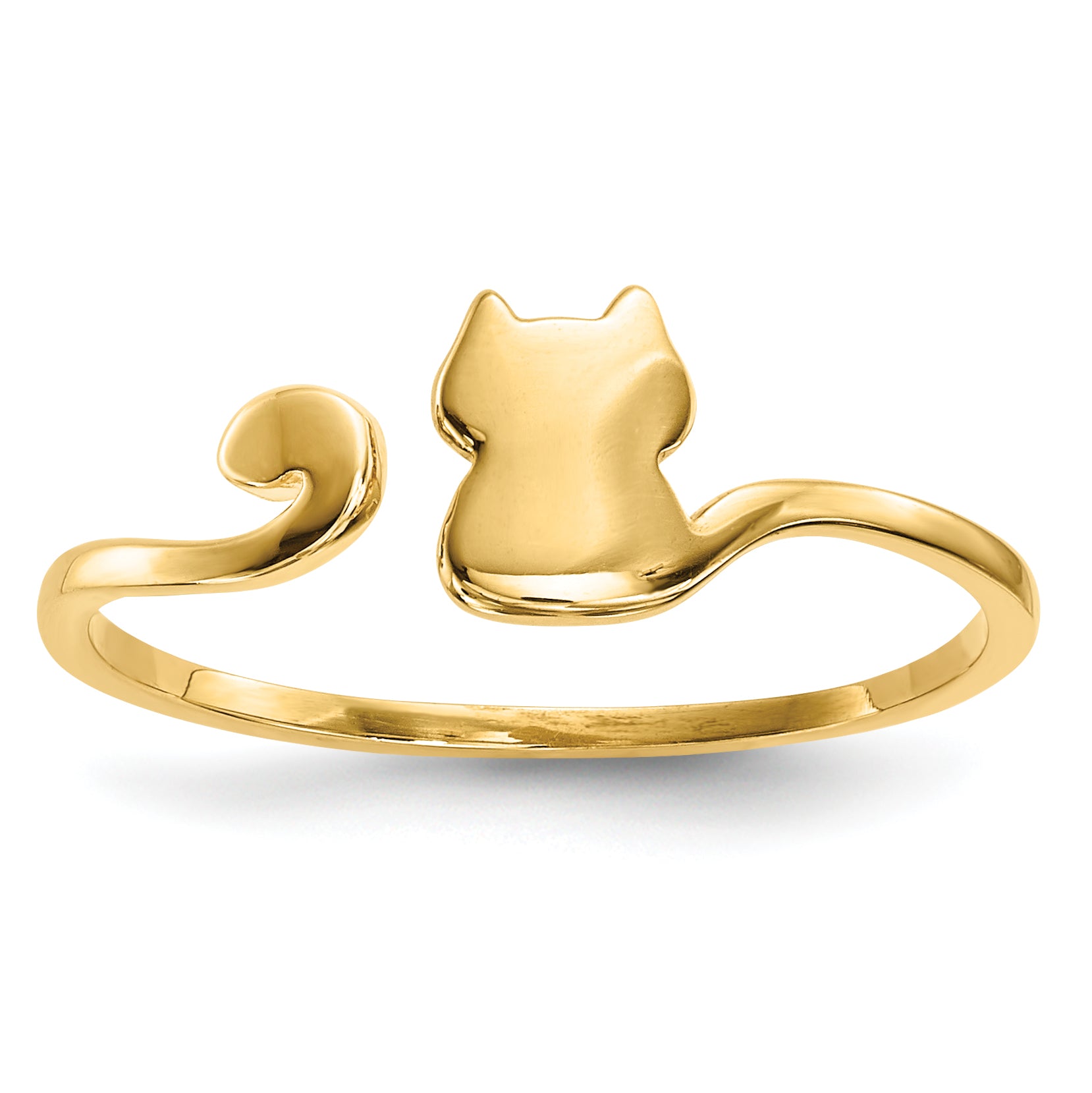 14k Polished Cat Adjustable Cuff Ring R639