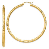 14k 3x55mm Diamond-cut Round Tube Hoop Earrings TC272