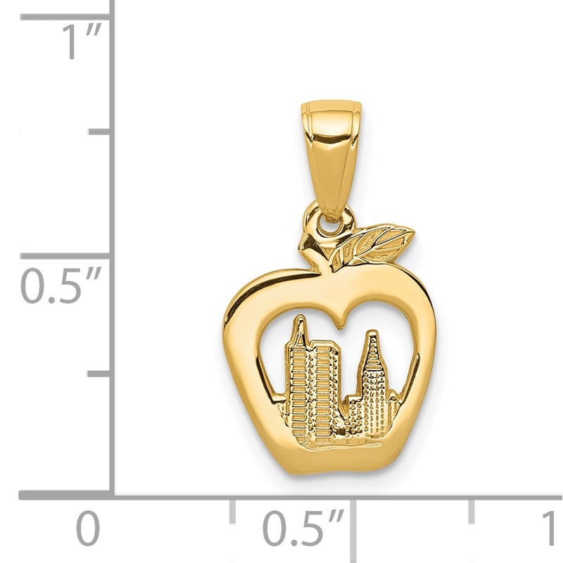 14K New York Skyline in Apple Pendant D4083