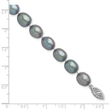 14k White Gold 8-9mm Grey Rice Freshwater Cultured Pearl 16 inch Necklace XF415