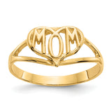 14k Polished MOM in Heart Ring R423
